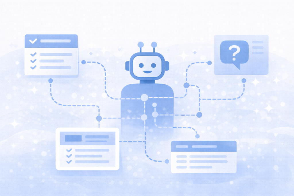 Illustration showing AI understanding content through semantic relationships.