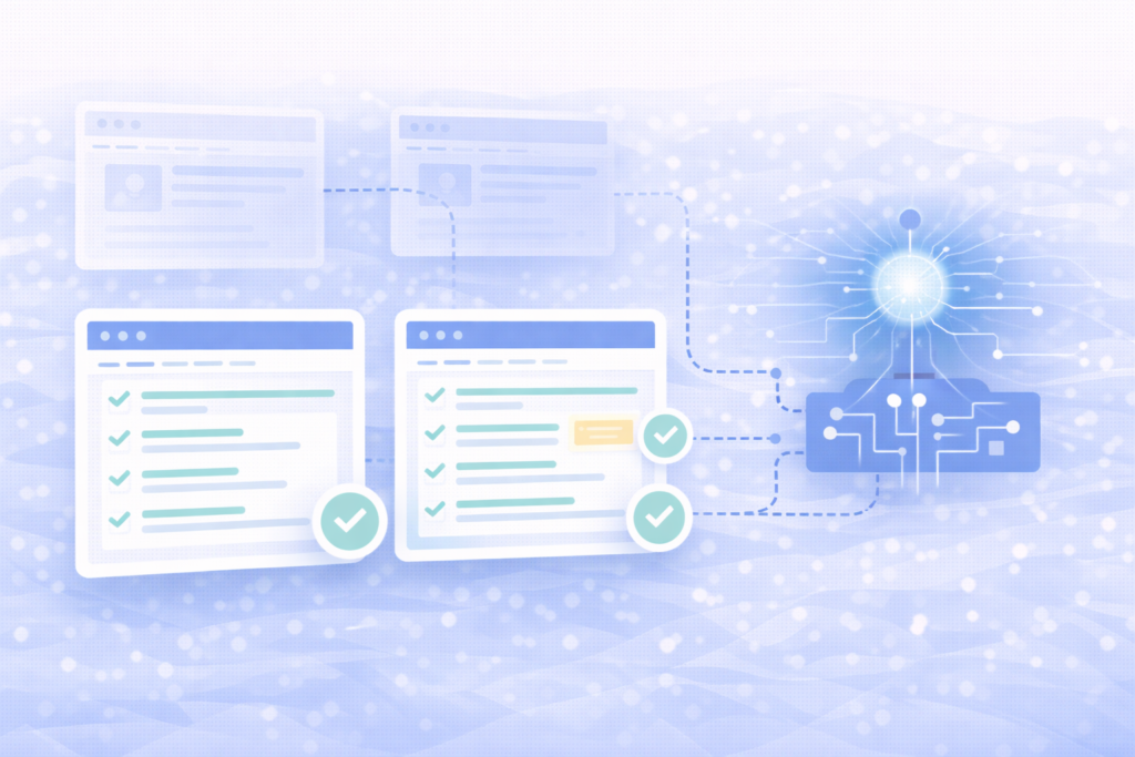 Illustration showing AI selecting clear and structured content for reuse.