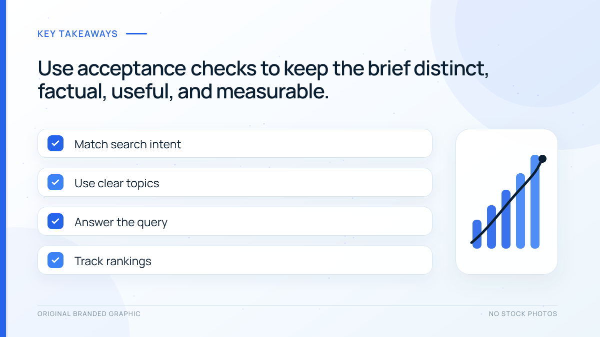 AI search content brief quality checklist for editors