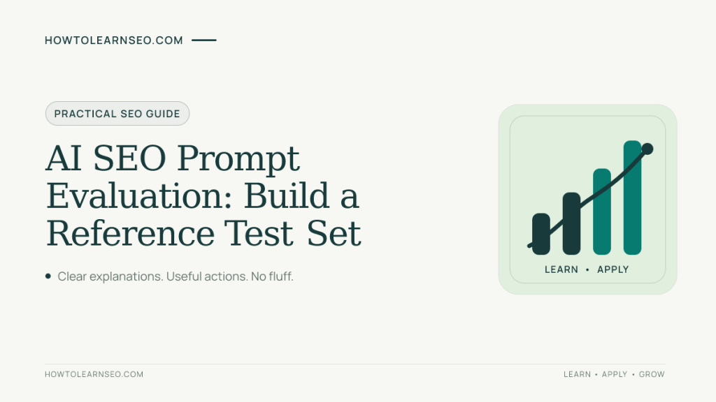 AI SEO prompt evaluation guide for building and scoring a reference test set