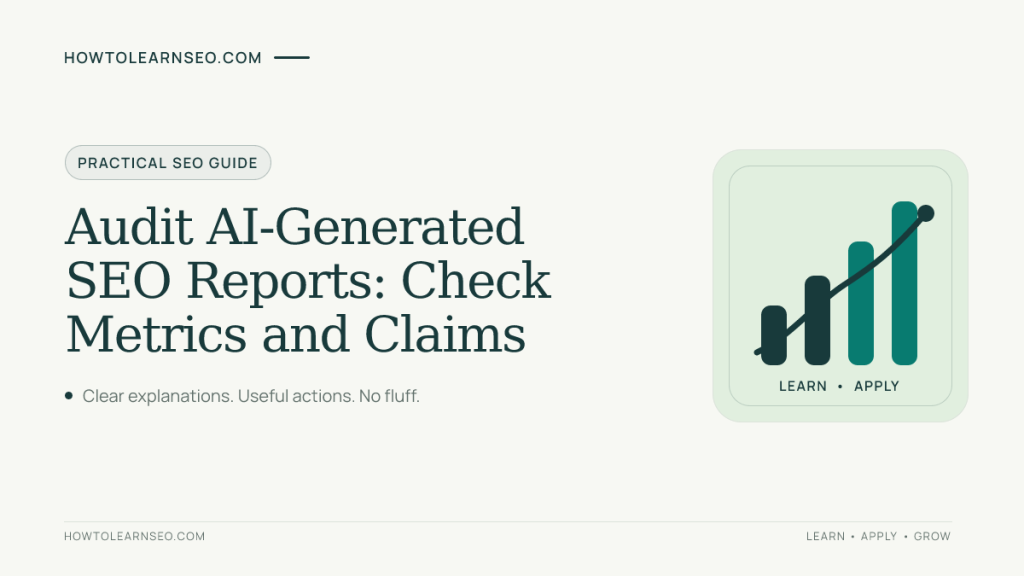 AI-generated SEO report audit guide for checking metrics, calculations and supported claims