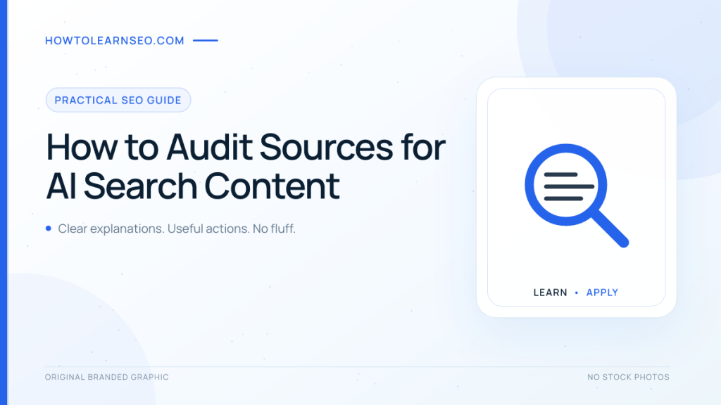 Source audit worksheet for trustworthy AI search content