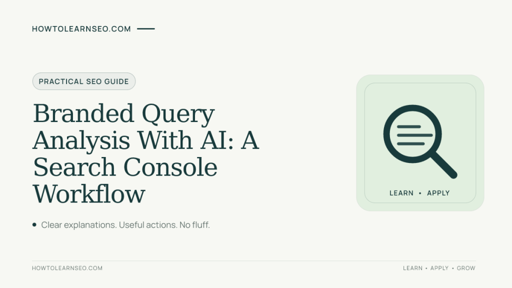 Branded query analysis guide for reviewing AI-assisted Search Console classifications