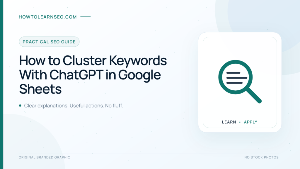 ChatGPT keyword clustering workflow in a Google Sheets spreadsheet