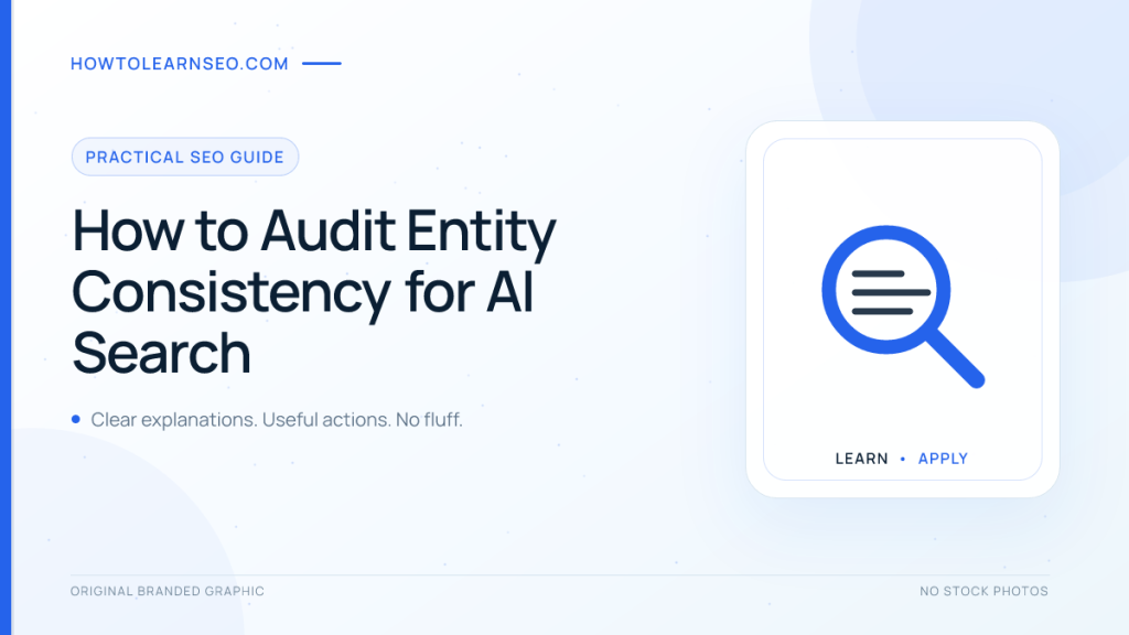 Entity consistency audit for AI search across WordPress pages and structured data