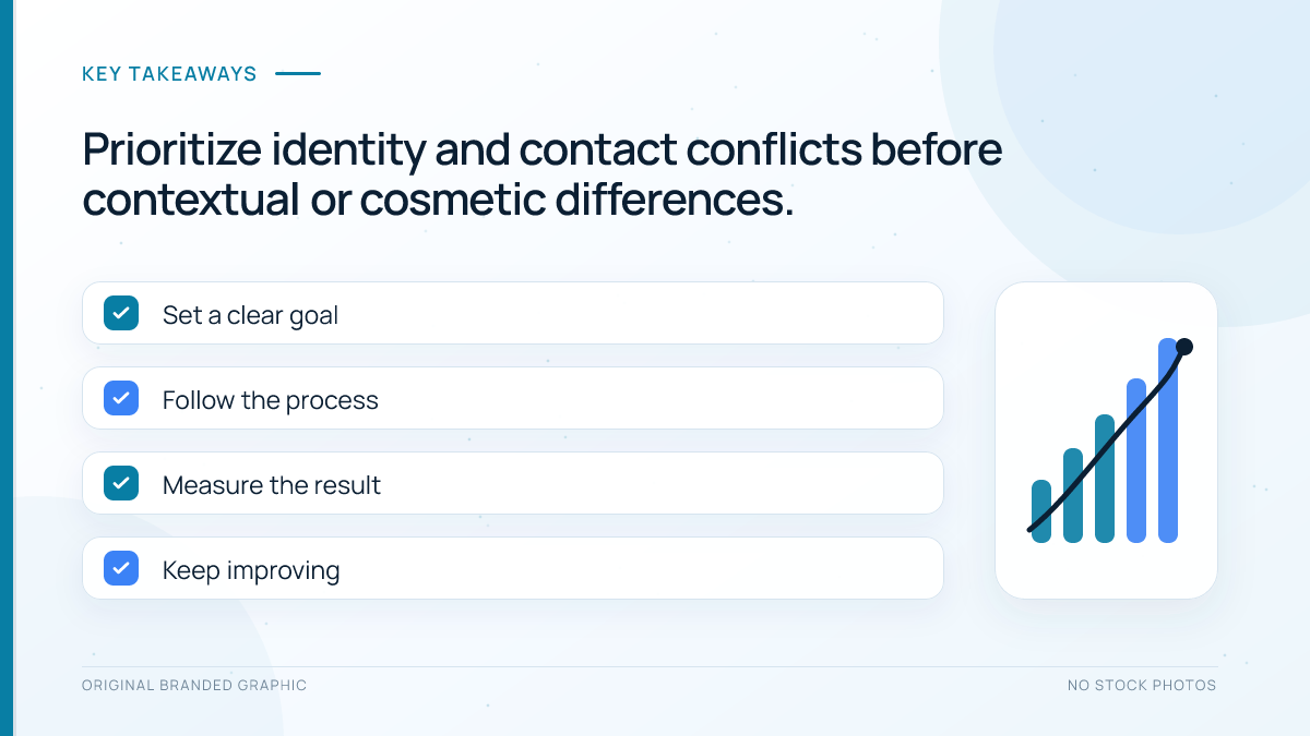 Entity mismatch priority matrix with critical, material, contextual, and cosmetic levels
