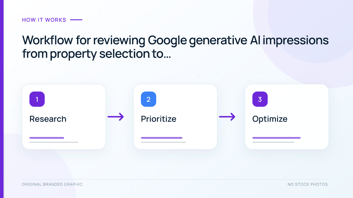 Six-step workflow for analyzing Google Search Console generative AI impressions