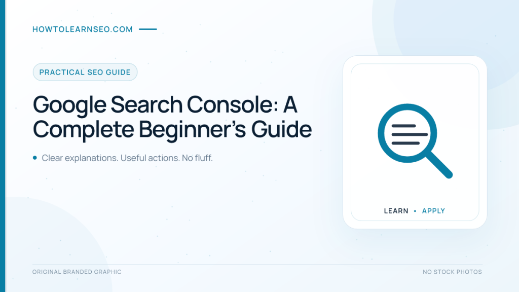 Google Search Console beginner guide with search performance and indexing dashboard elements