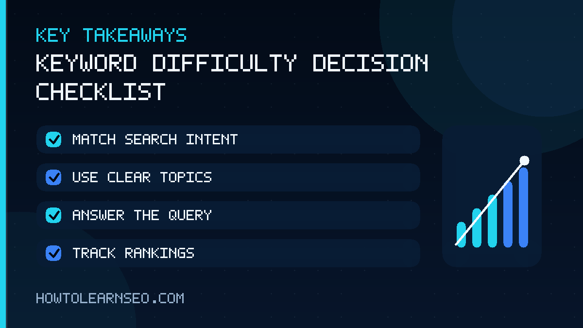 Keyword difficulty decision checklist for choosing realistic SEO targets