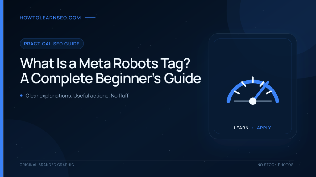 Meta robots tag guide showing index, noindex, follow, and nofollow directives