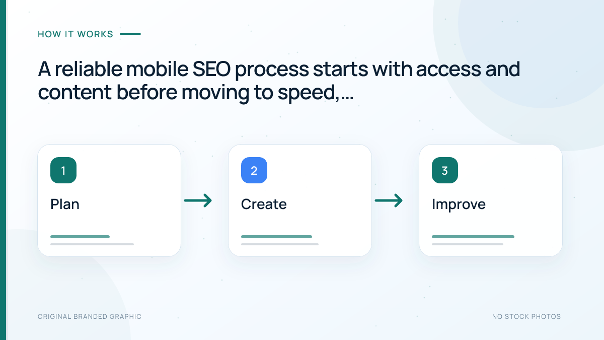 Mobile SEO workflow from crawling and rendering to content, performance, usability, and testing