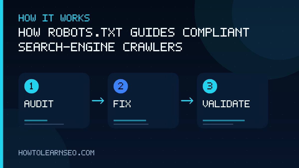 Process showing how search-engine crawlers read and follow robots.txt rules
