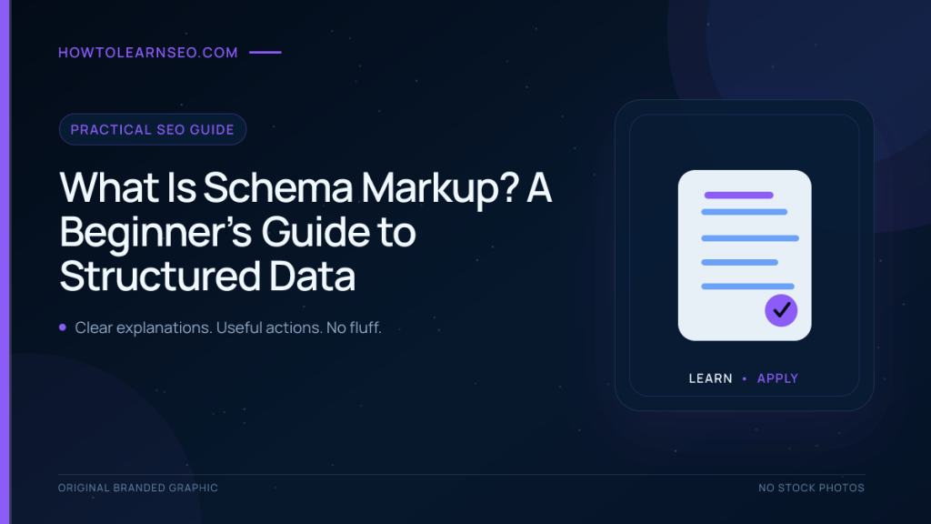 Schema markup guide showing webpage information organized into structured data entities