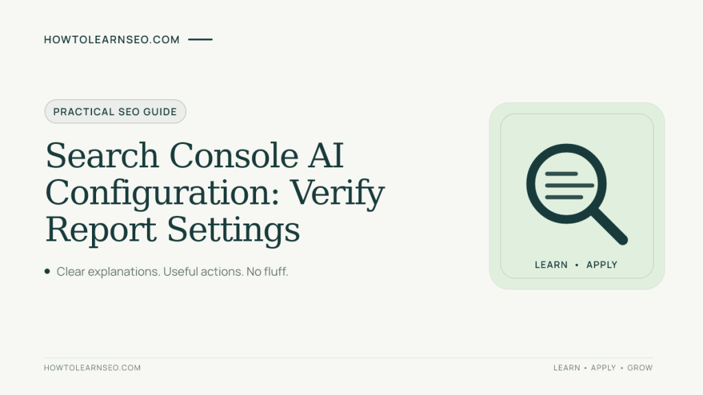 Search Console AI configuration guide for verifying Performance report settings