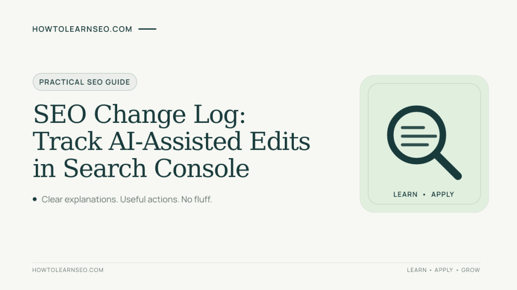 SEO change log guide for AI-assisted edits and Search Console annotations