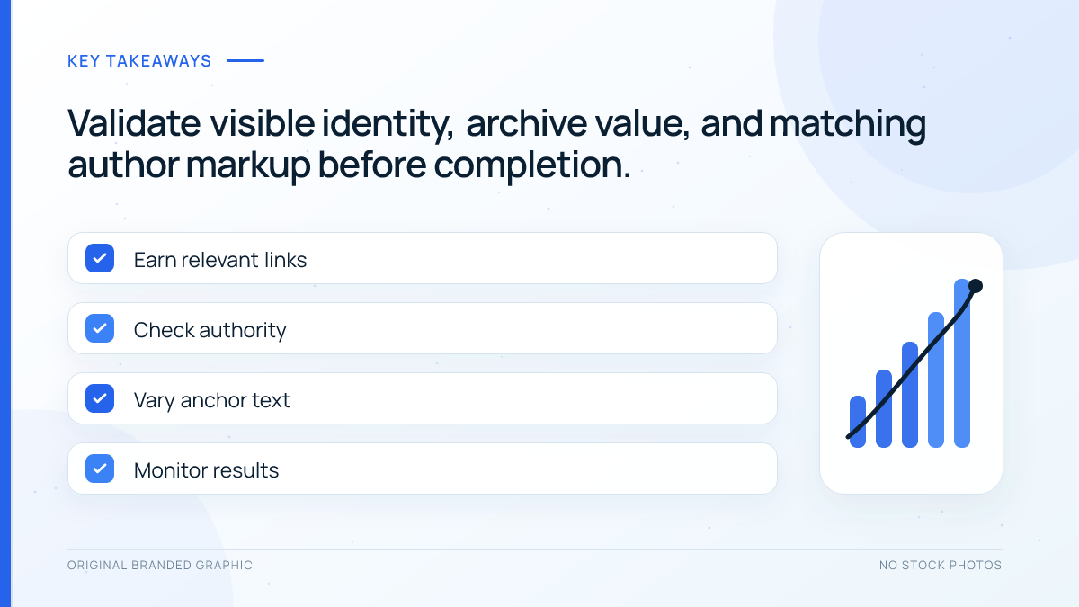 Checklist for validating WordPress author identity and structured data