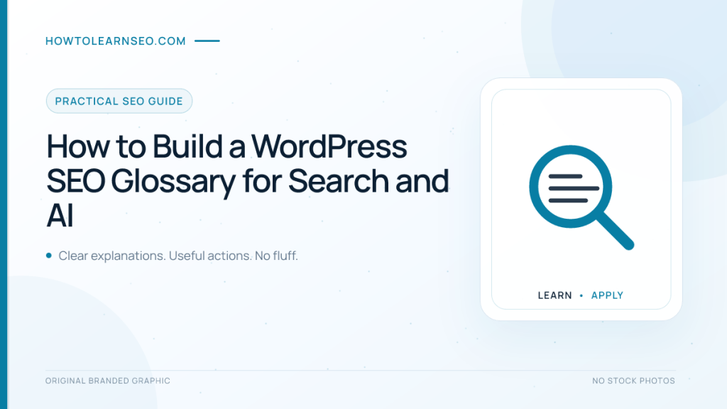 WordPress SEO glossary connecting definitions to detailed learning guides